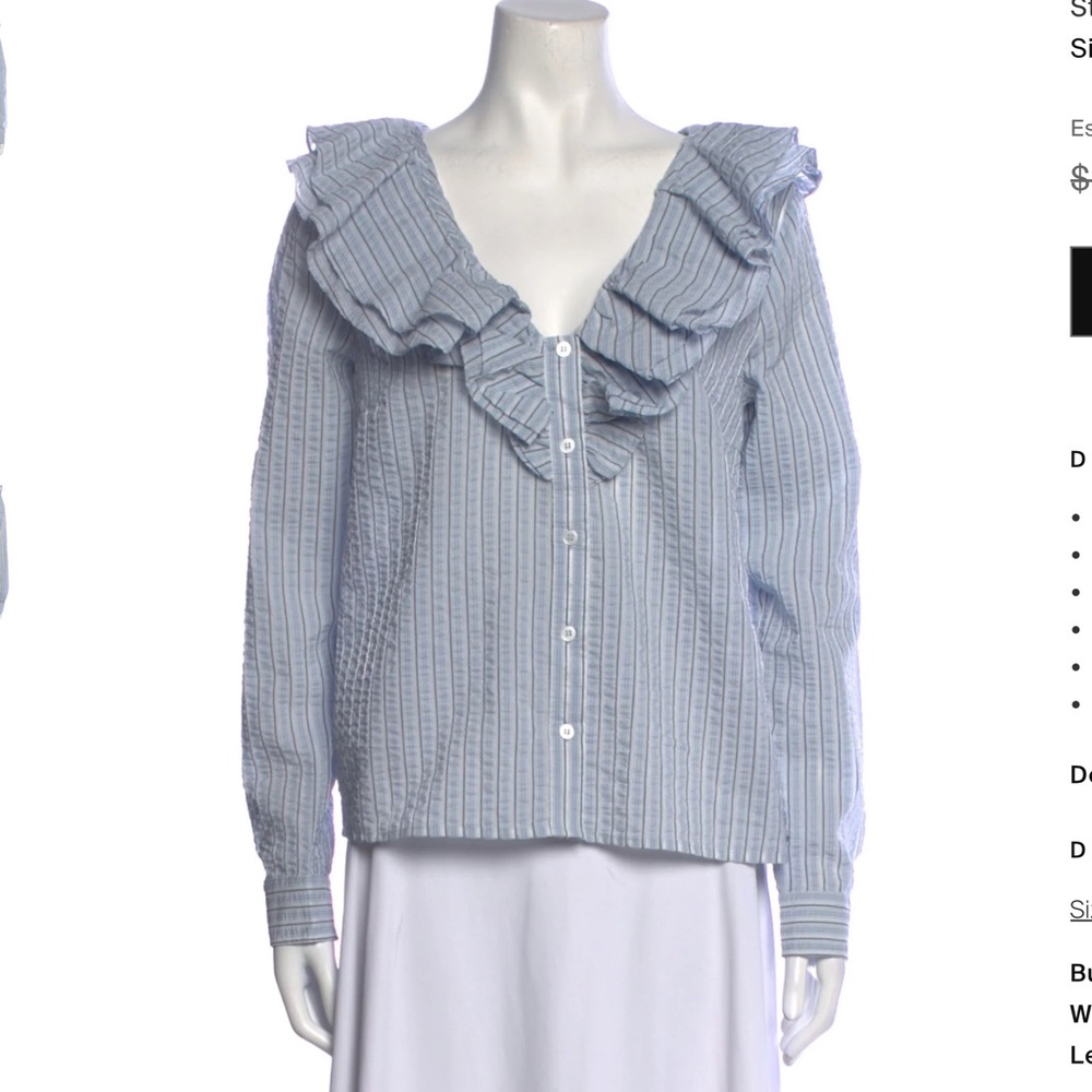 (SOLD) GANNI- stripe ruffle blouse